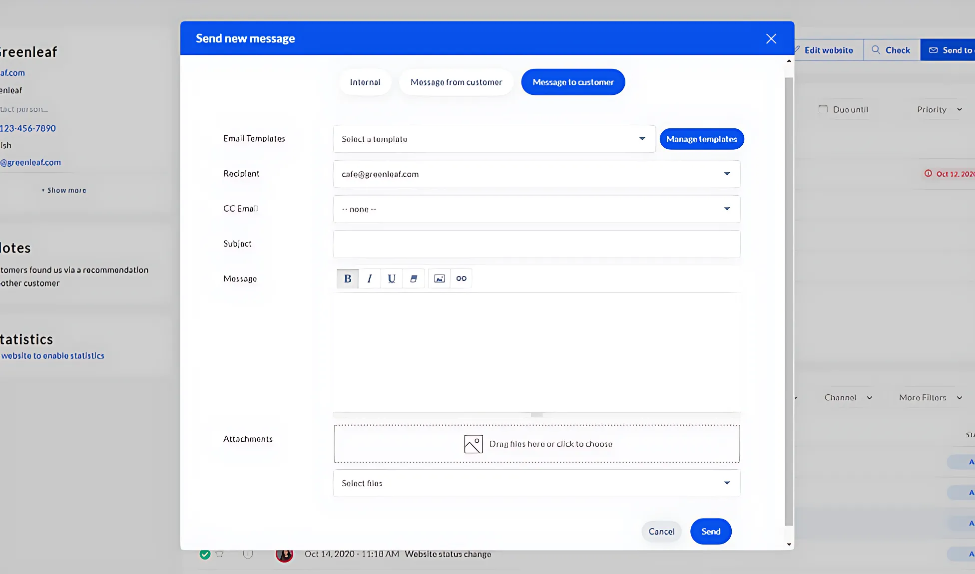 Send Messages in Sitejet