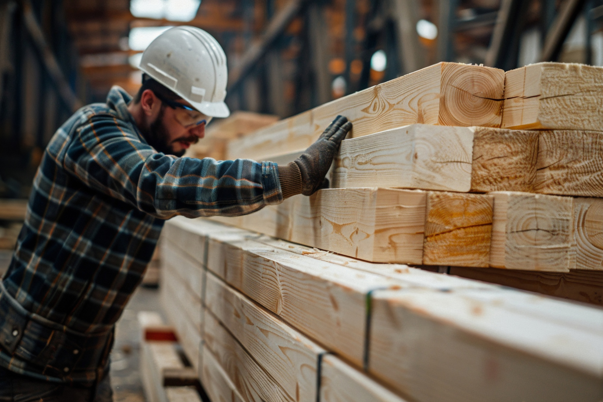 Zimmerei beim Bau eines Dachstuhls aus Holz