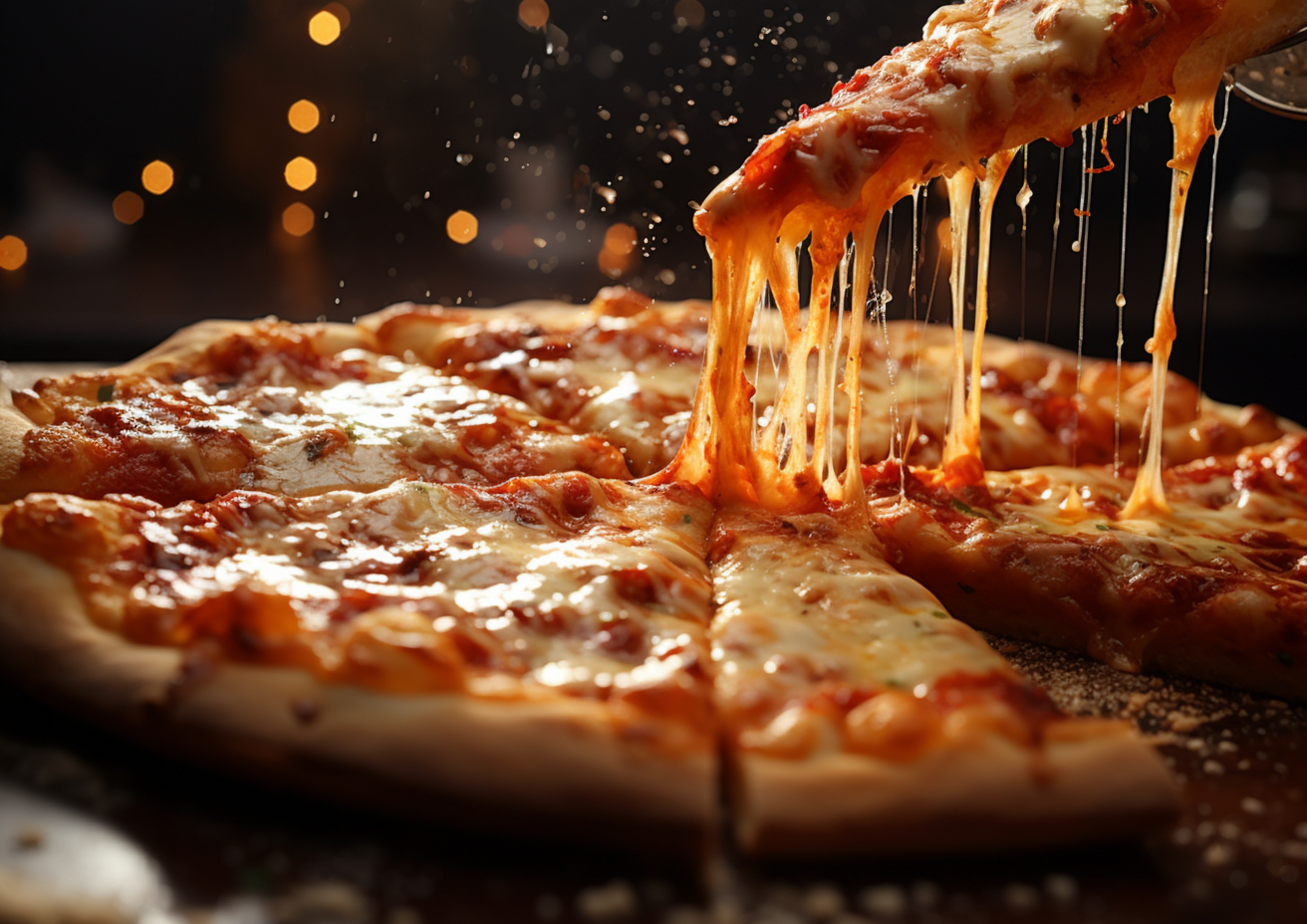 Pizza mit geschmolzenem Käse
