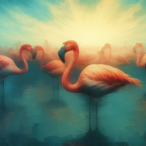 Flamingos Water And Sky