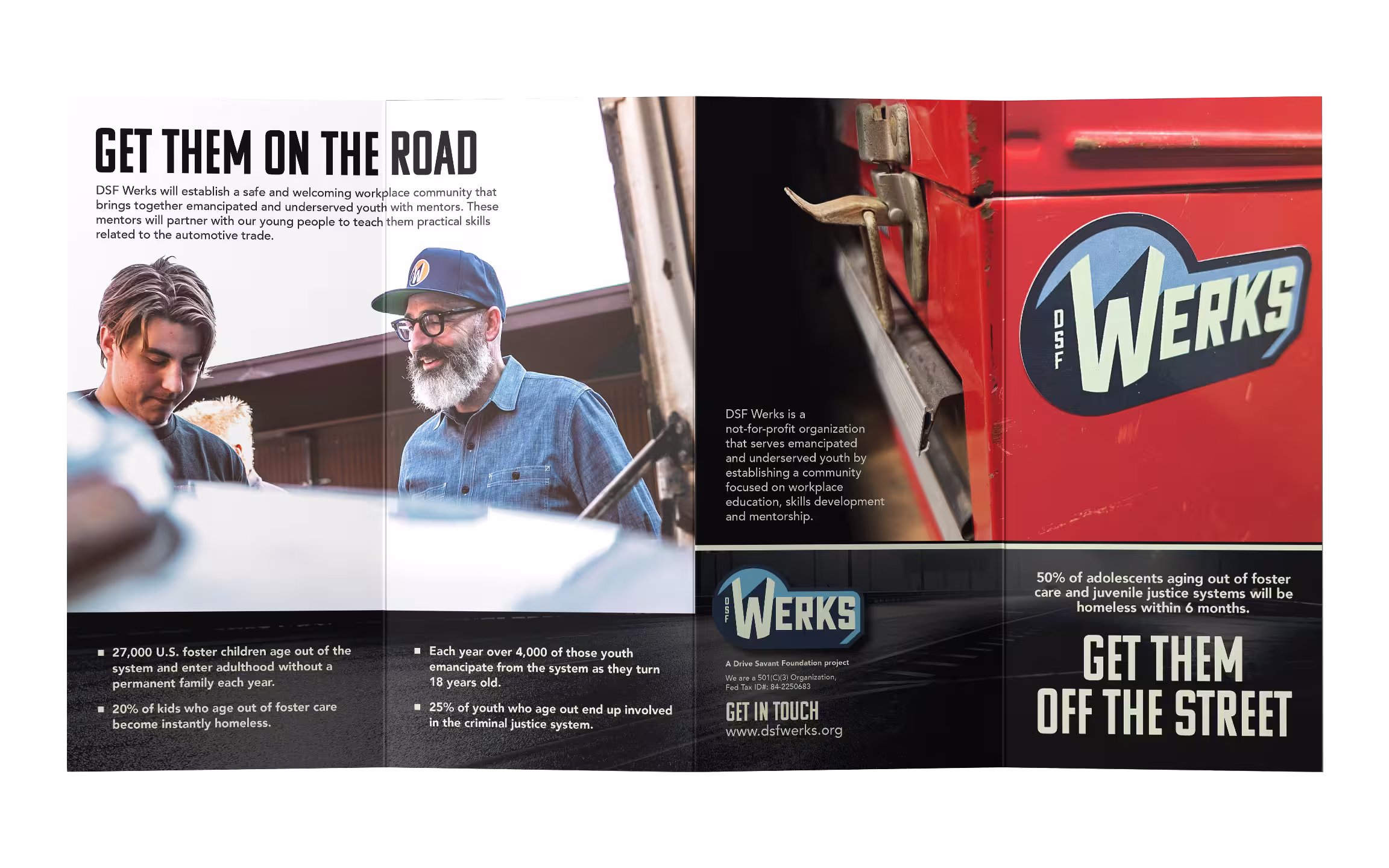 Two page open Brochure by Punch Creations for DSF Werks