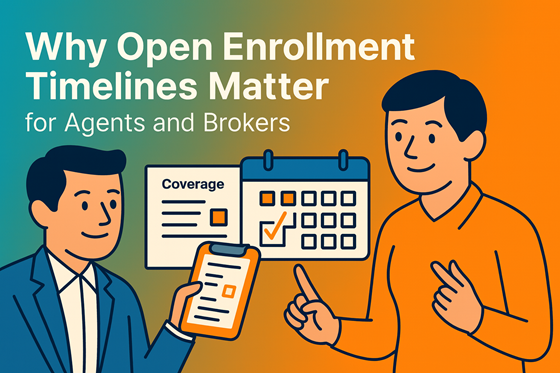 Agents reviewing open enrollment calendars and coverage charts