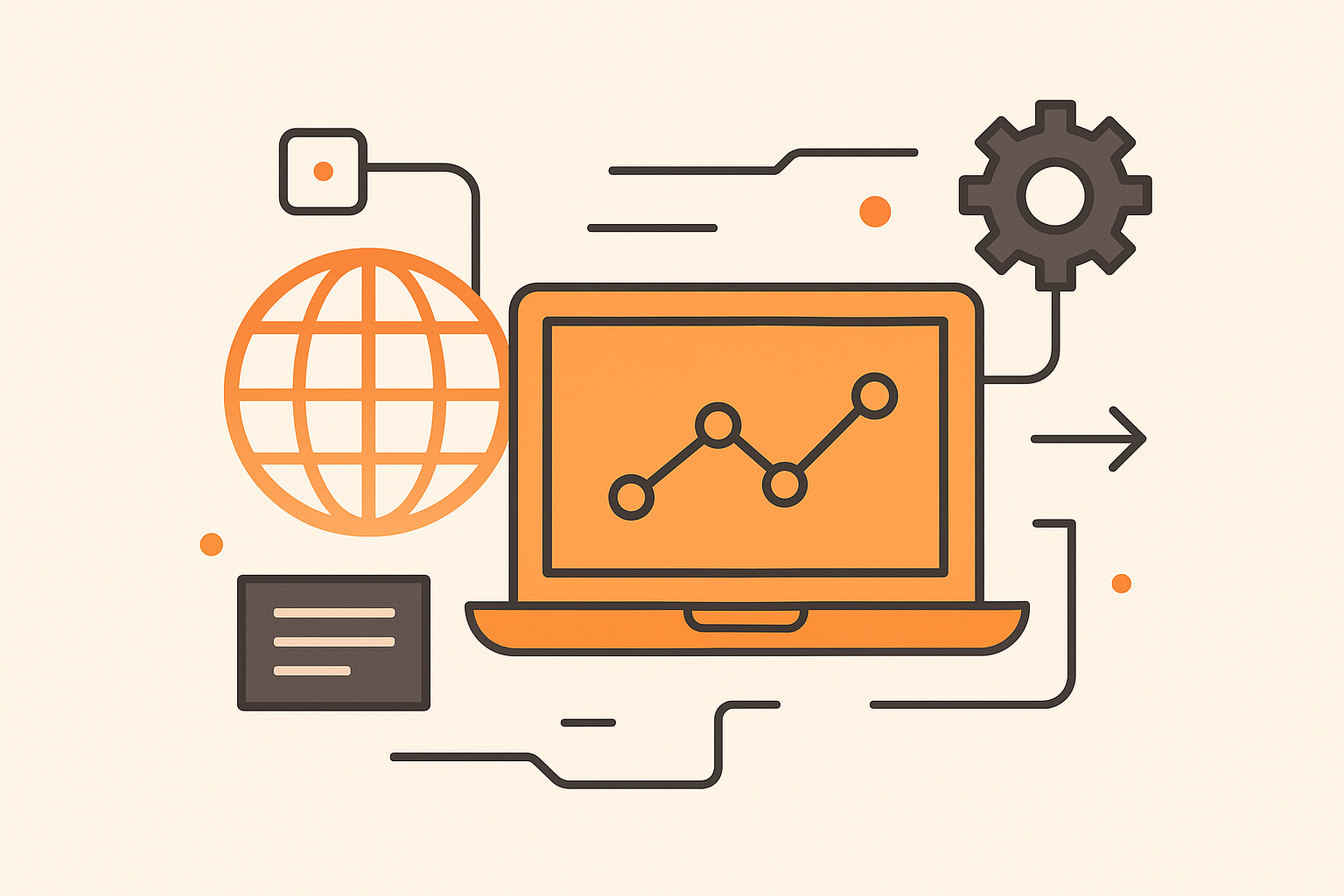 Ilustração de soluções digitais, rede e desenvolvimento web InfraTech
