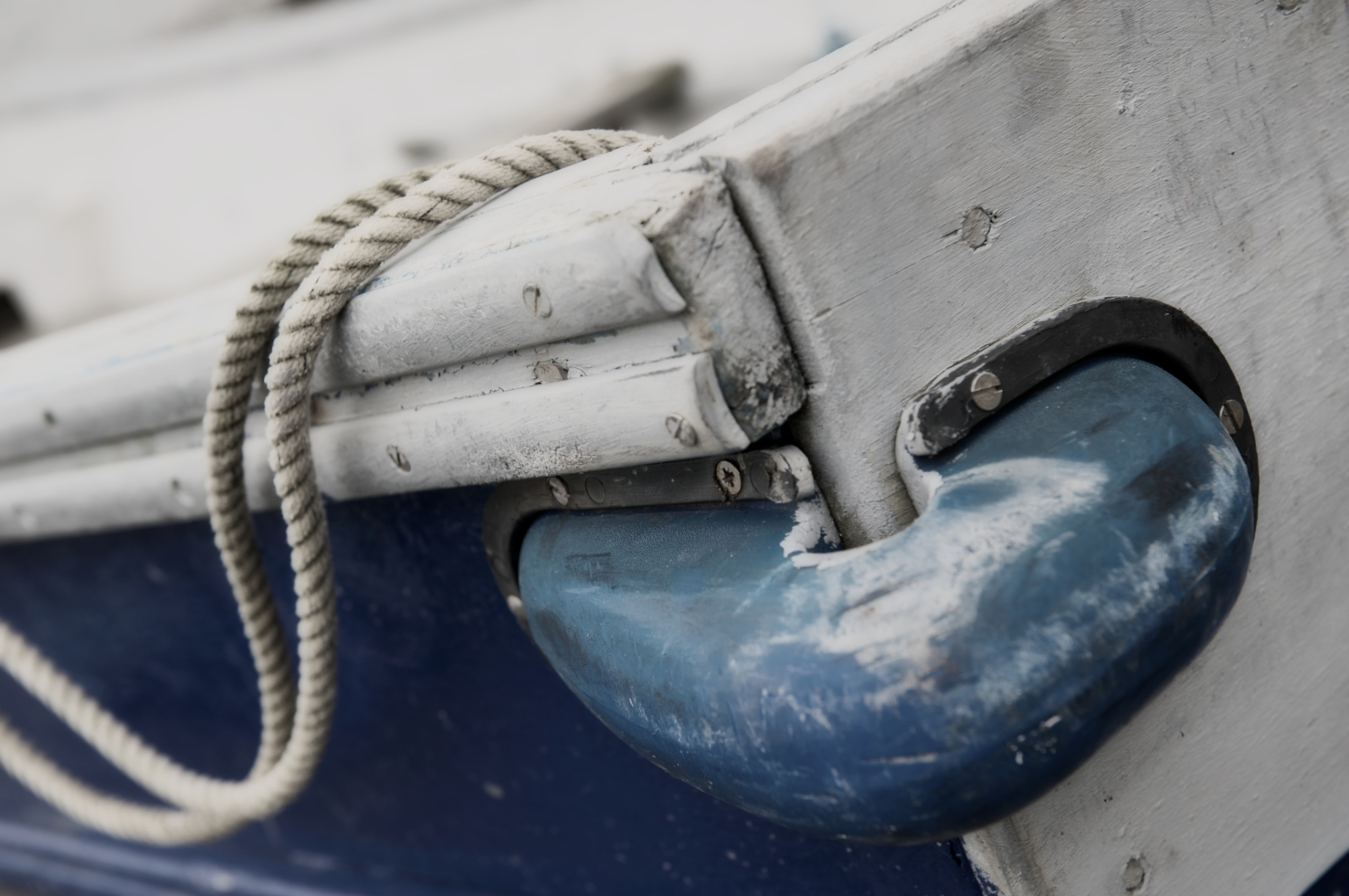 Blue White Boat and Rope