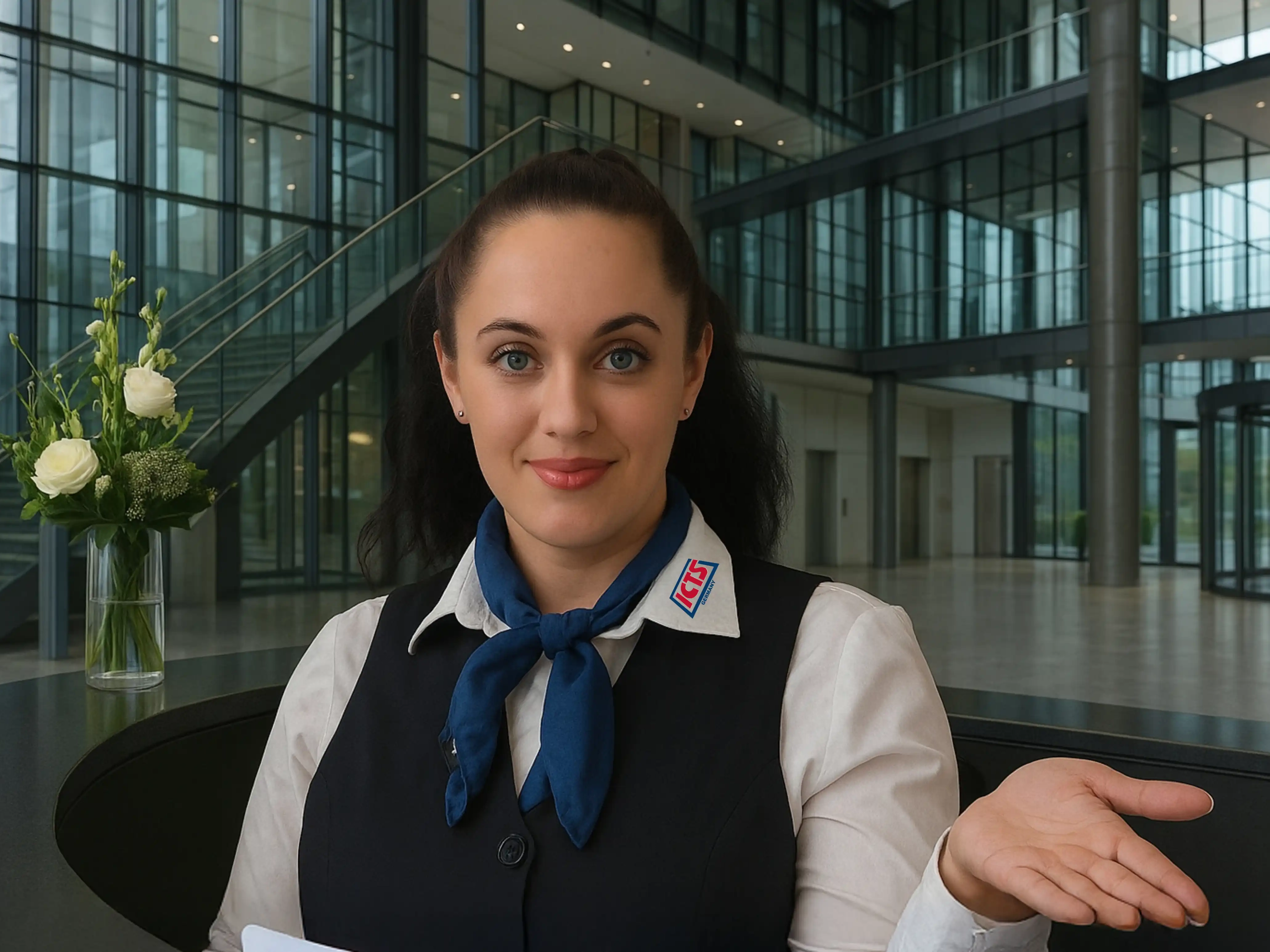 Security Mitarbeiter spricht in Walkie Talkie