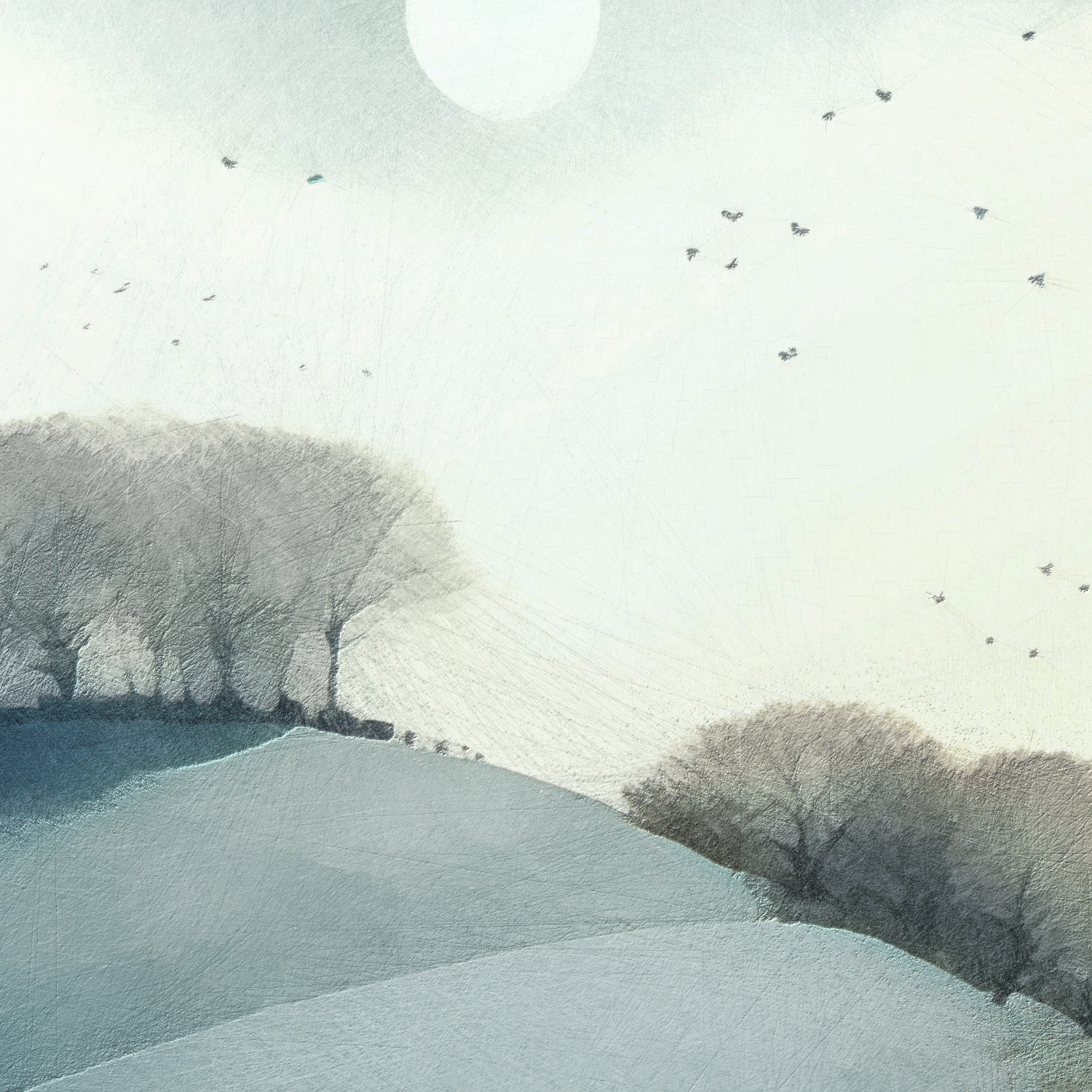 Rolling Hills With Winter Moon