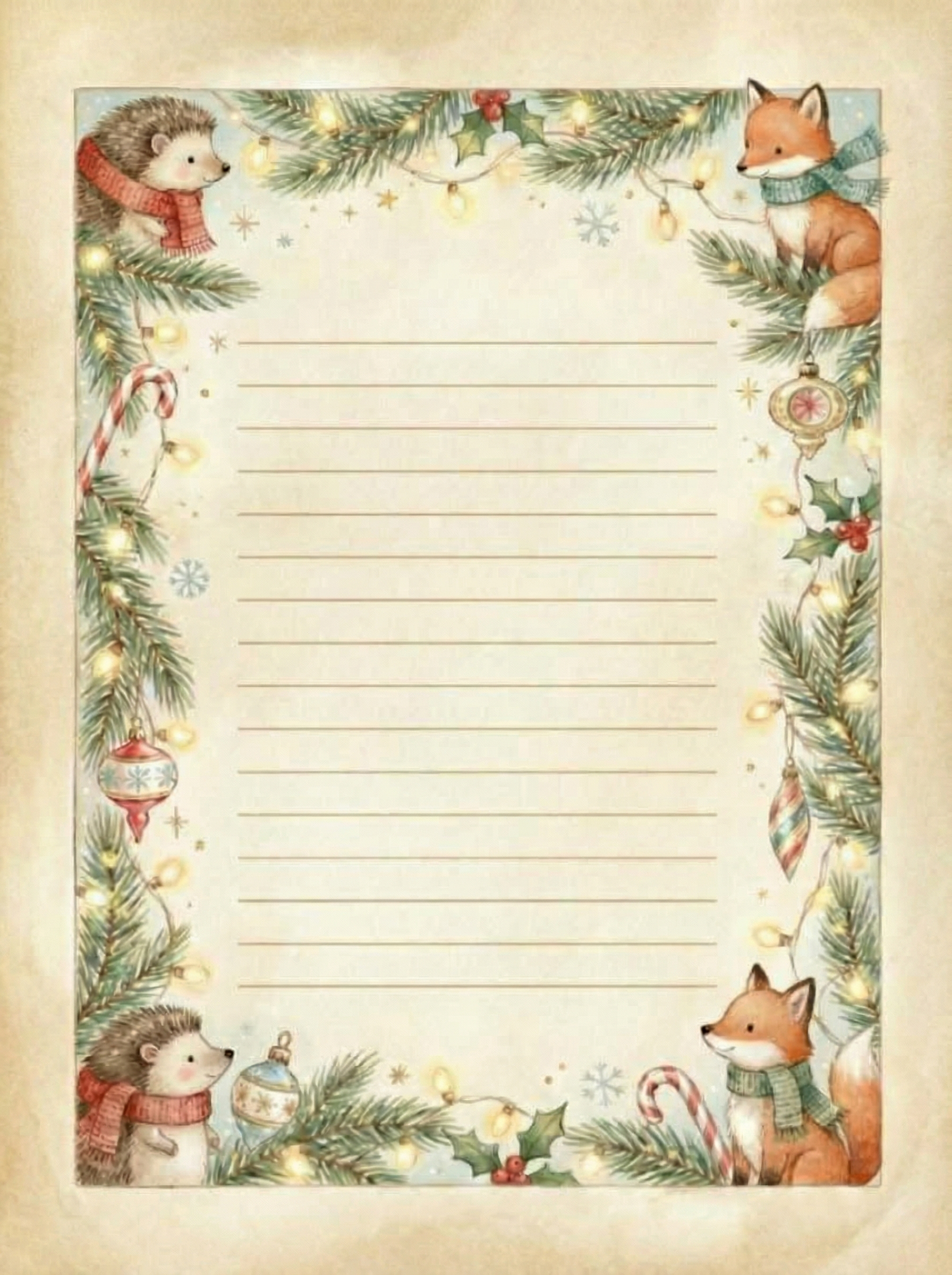 Vintage Christmas Notes Lined