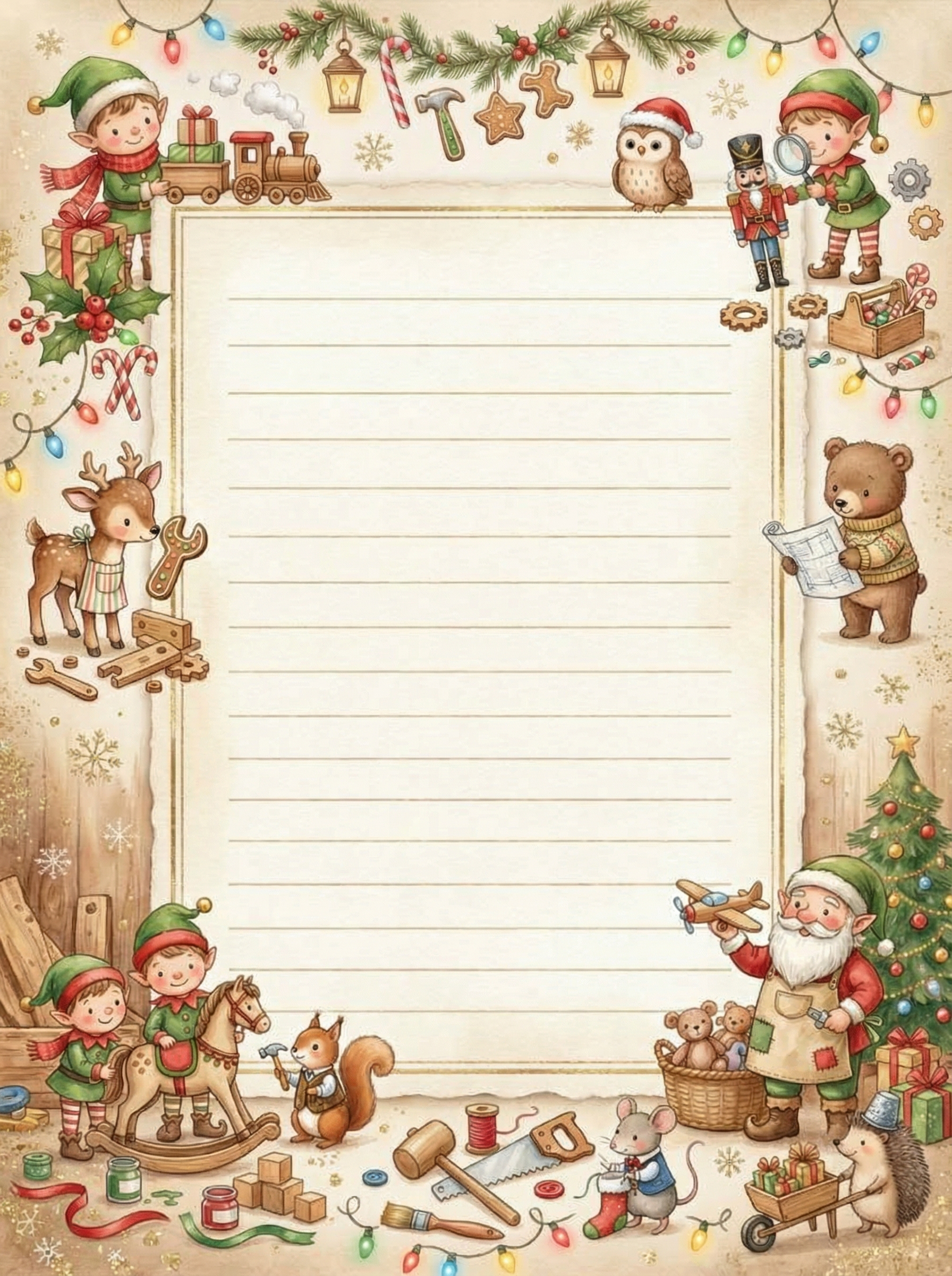Santa's Workshop Notes Lined