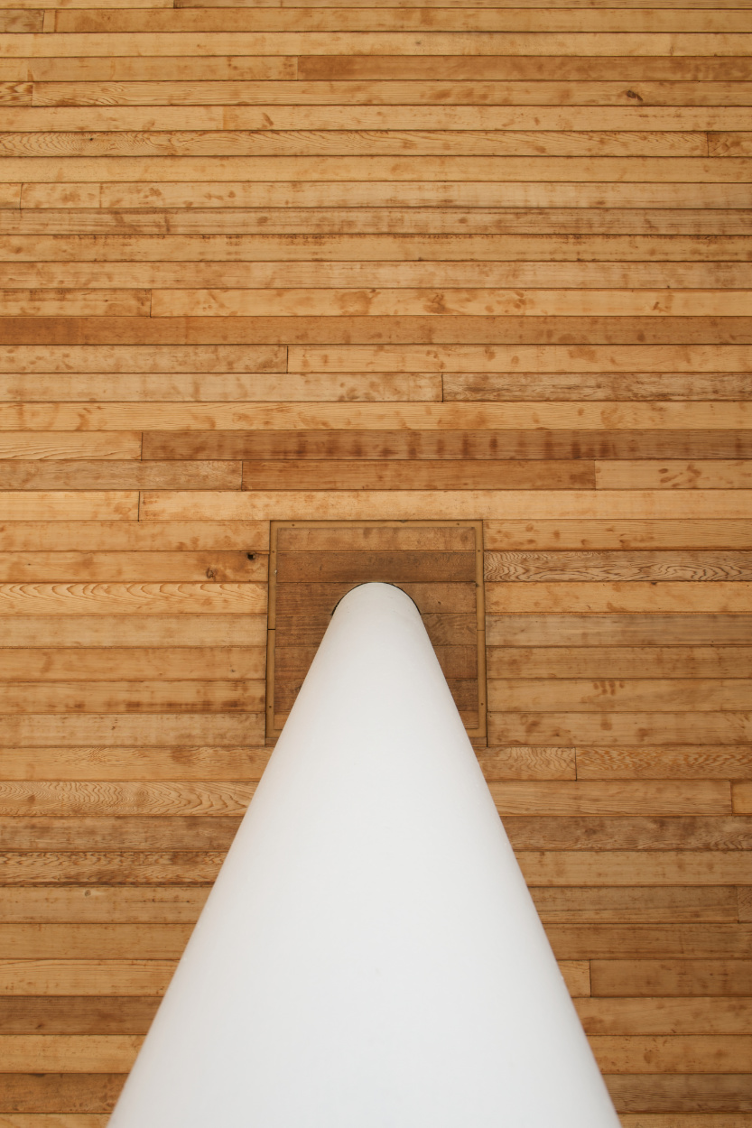 Wooden Ceiling White Pillar