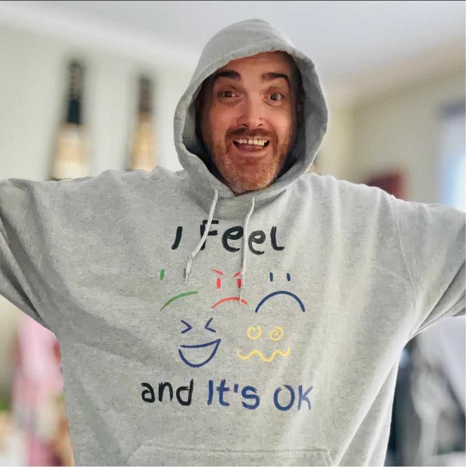 Chris in mental health hoodie