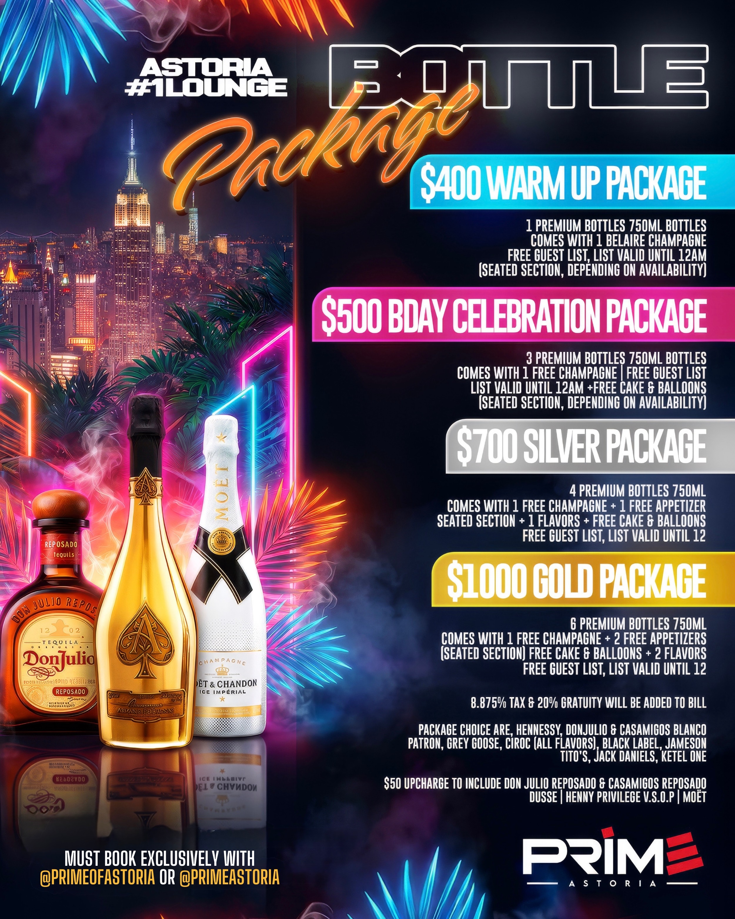 Prime Astoria Bottle Service