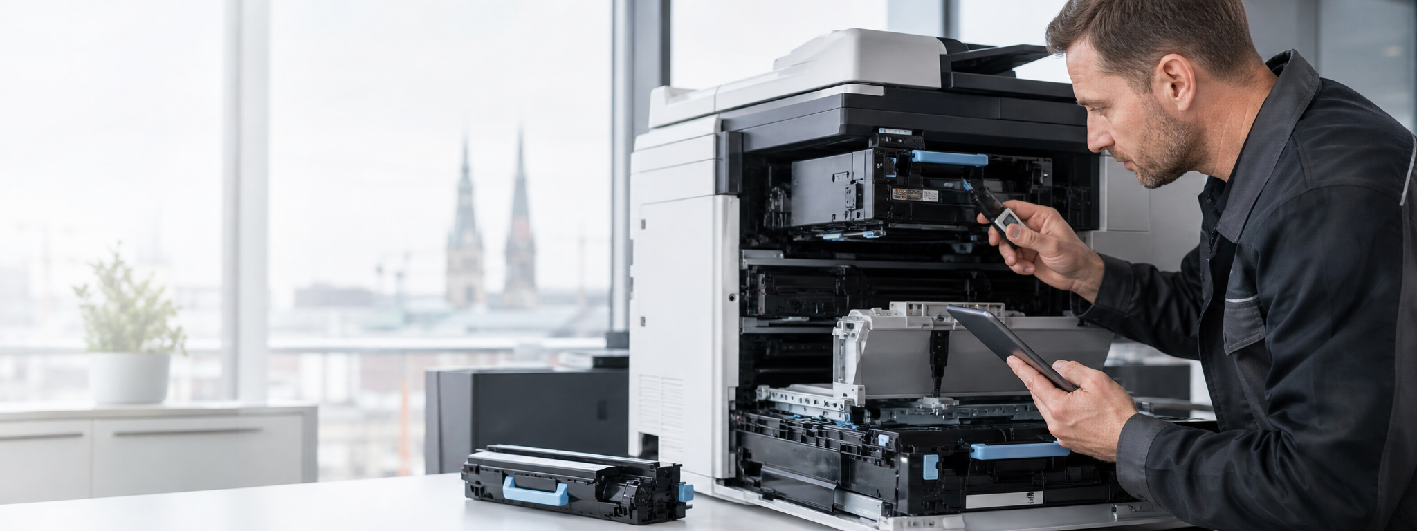 Gewerblicher Laserdrucker und Drucksystem im Büro
