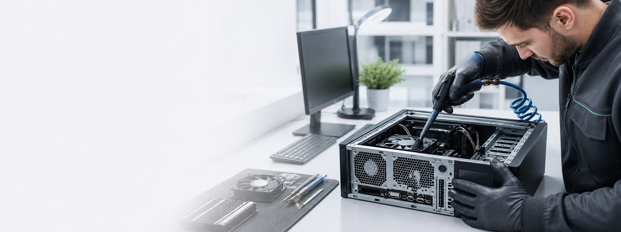 Staub in Computerlüfter und Kühlkörper vor der Reinigung