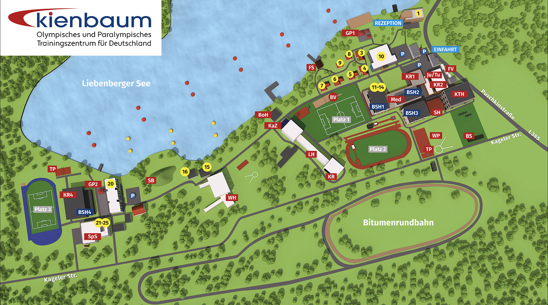Lageplan des Olympischen und Paralympischen Trainingszentrums Kienbaum