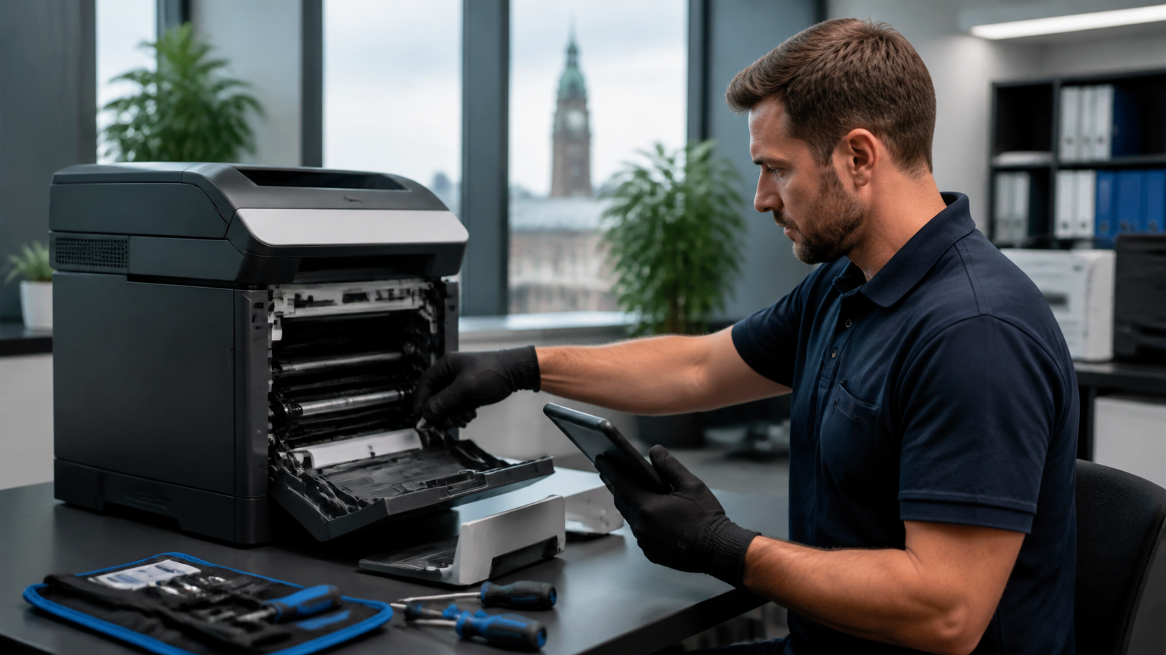 Kyocera Kopierer Reparatur in einem Printroom