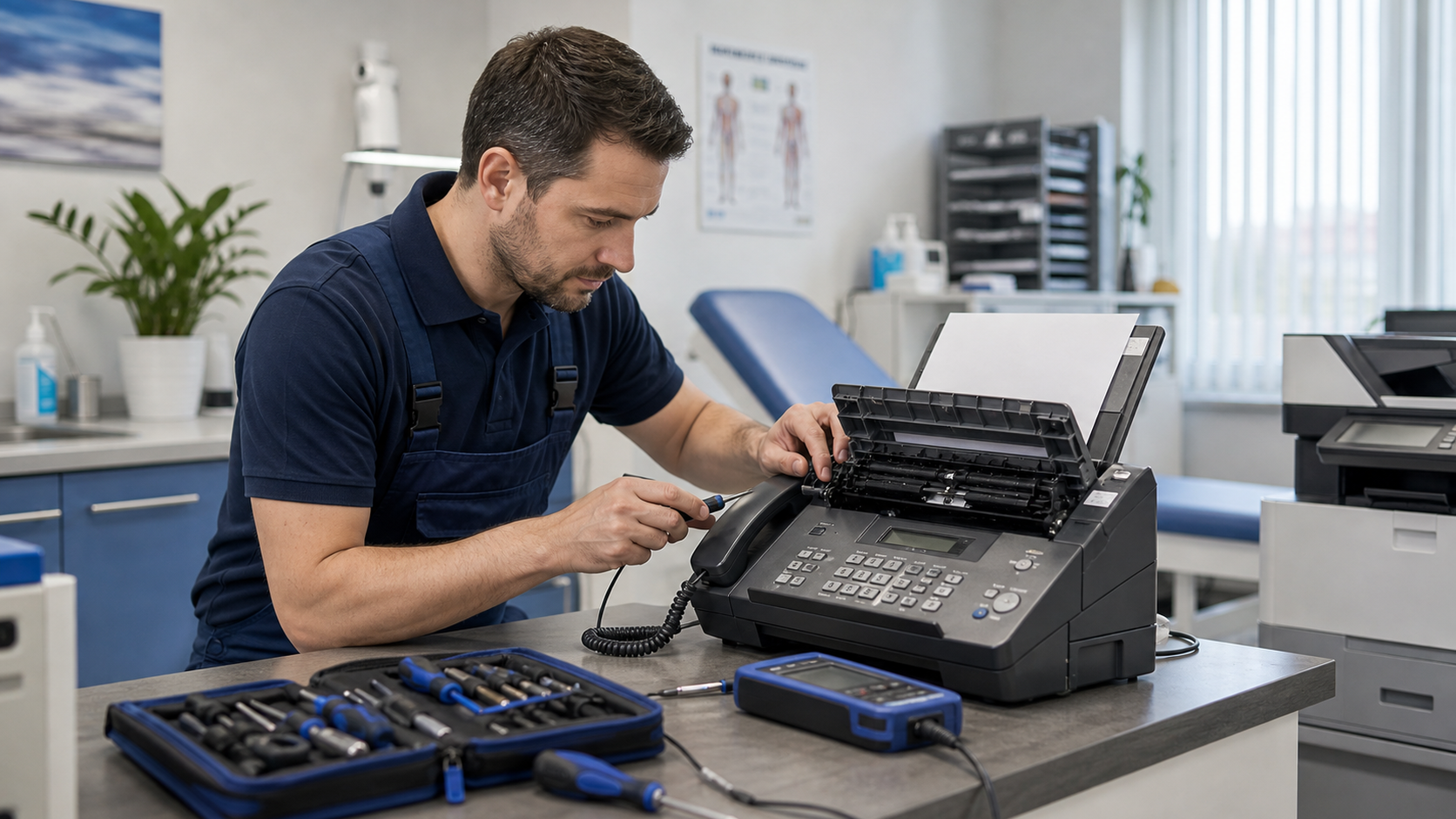 Faxgeraet Reparatur in einem gewerblichen Buero