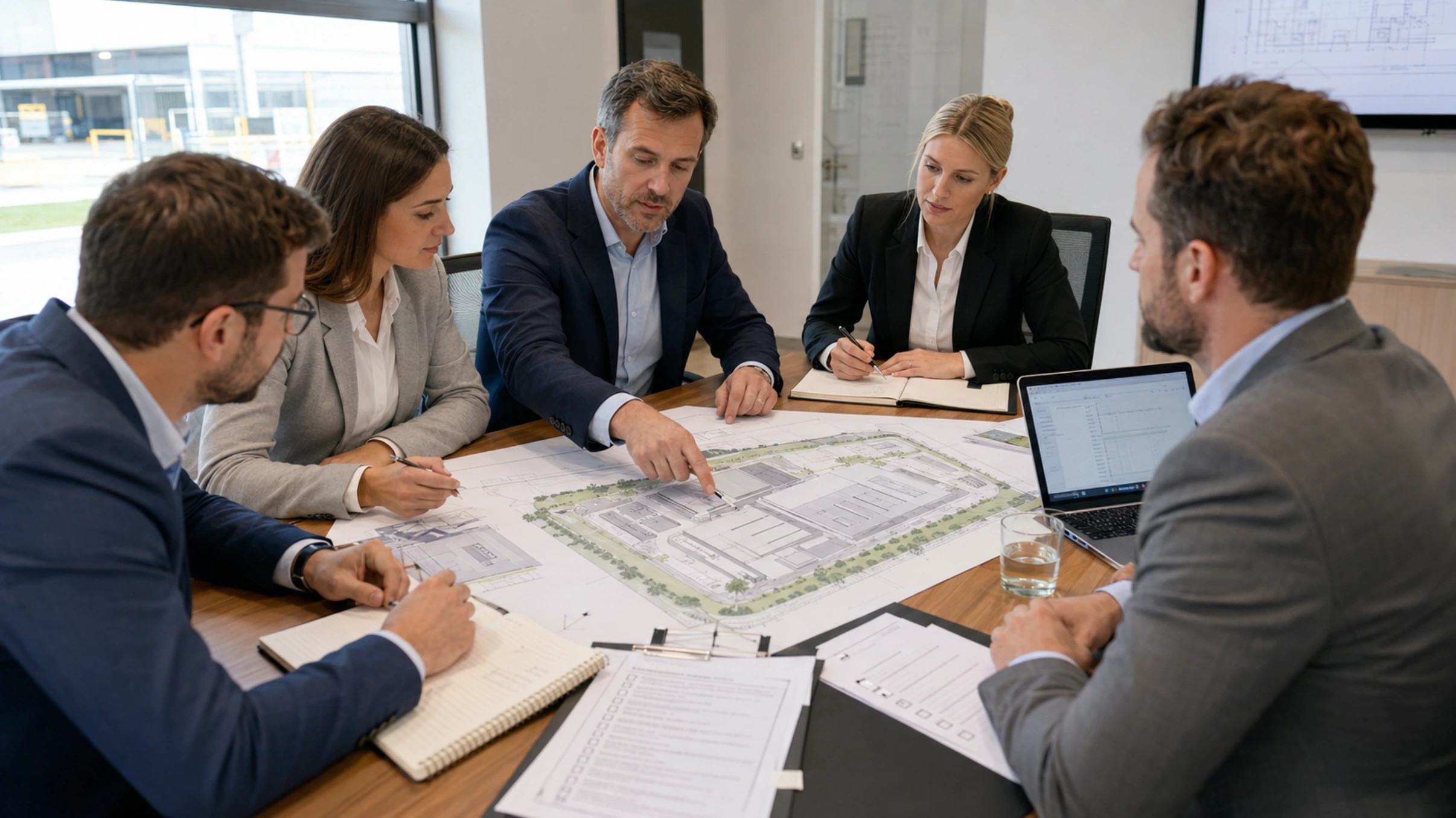 Fachkräfte sitzen im Meeting zur Krisenbesprechung