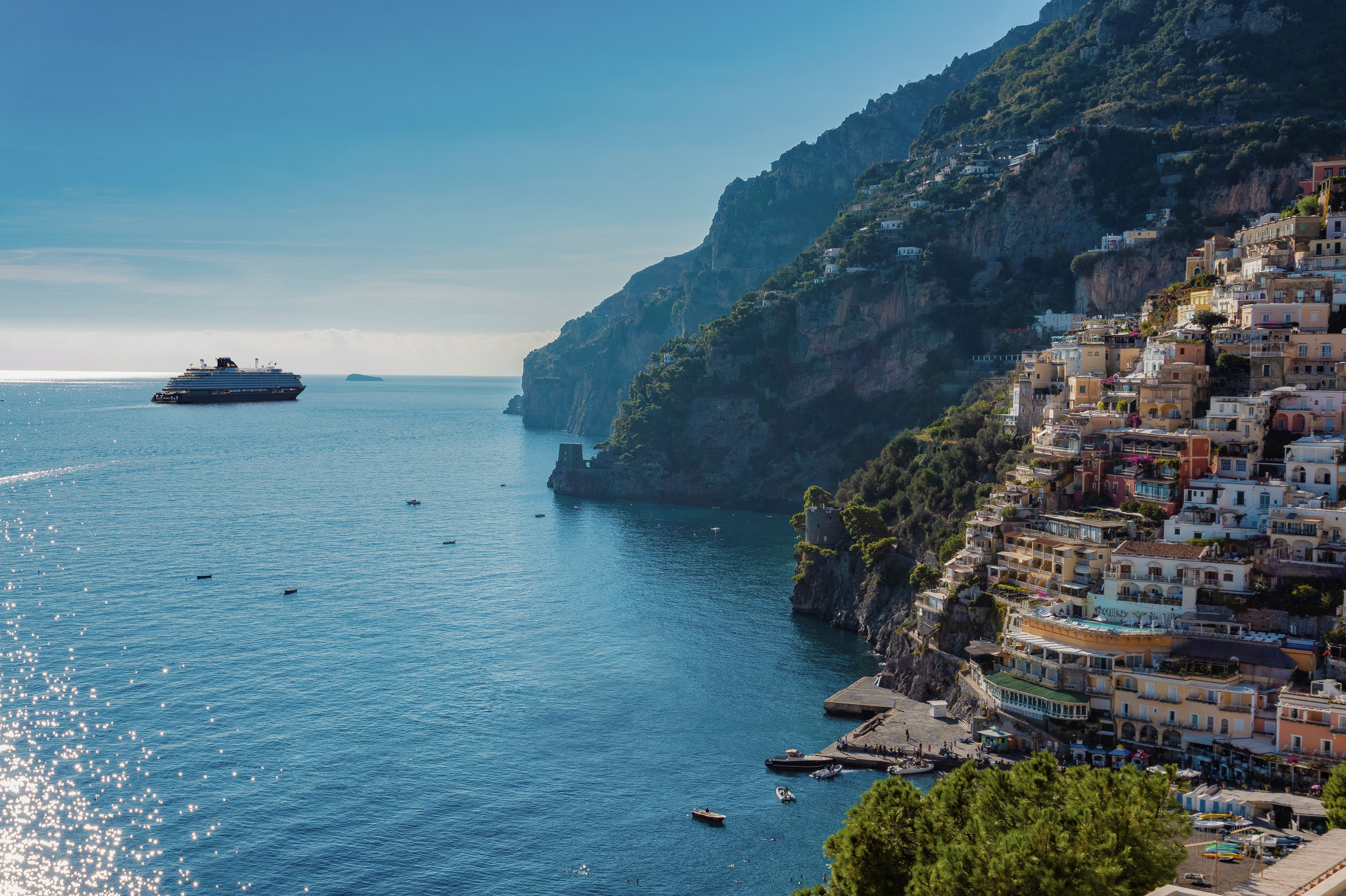 EXPLORA III at anchor off the Amalfi Coast