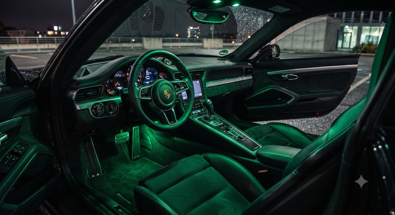 grüne Ambientebeleuchtung im Porsche 991