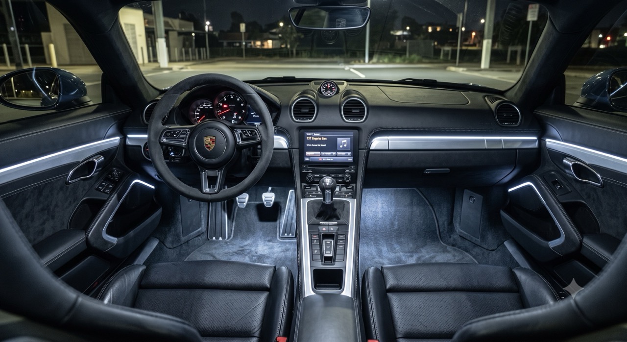 weiße Ambientebeleuchtung im Porsche Cayman
