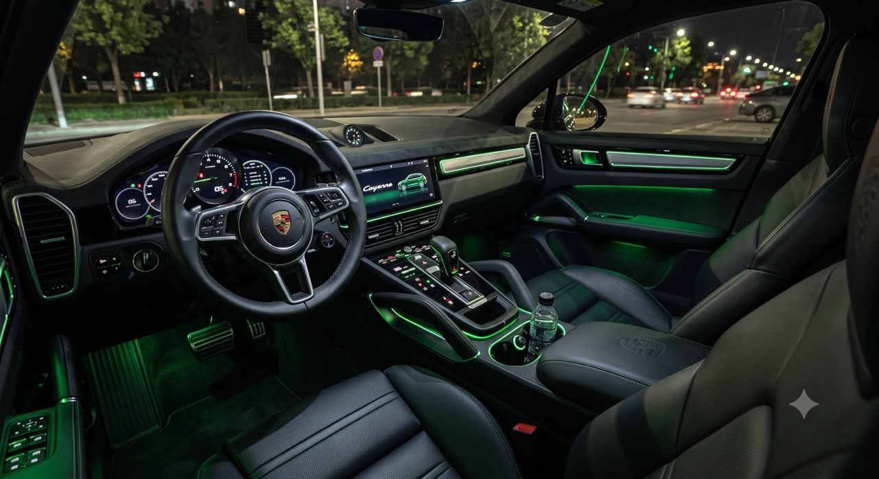 Ambientebeleuchtung im Porsche Cayenne in grün