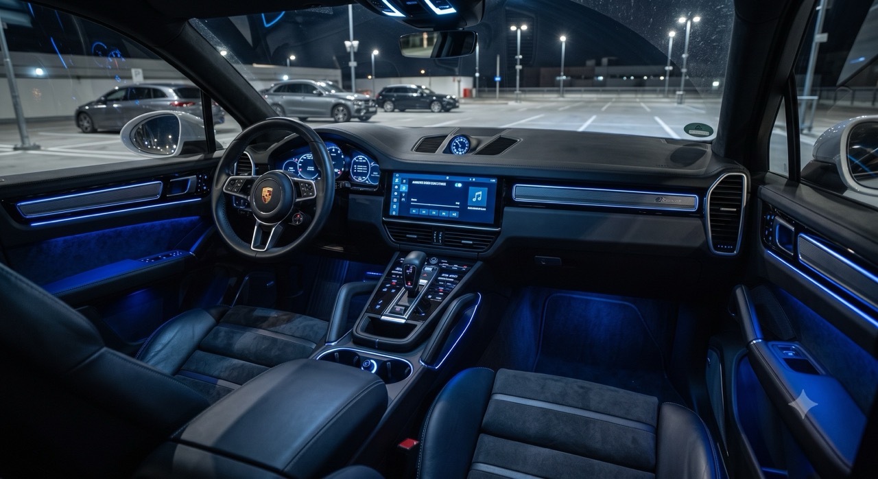 Porsche Cayenne mit blauer Ambientebeleuchtung