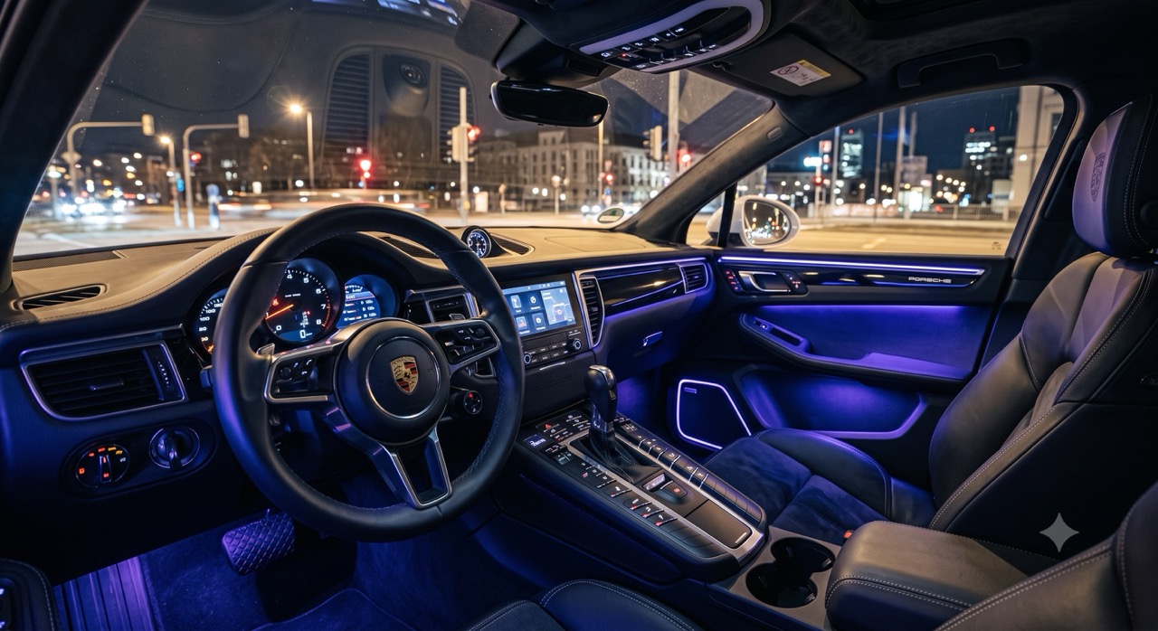 Porsche Macan mit blauer Ambientebeleuchtung