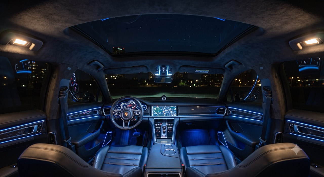 Porsche Panamera mit blauer Ambientebeleuchtung