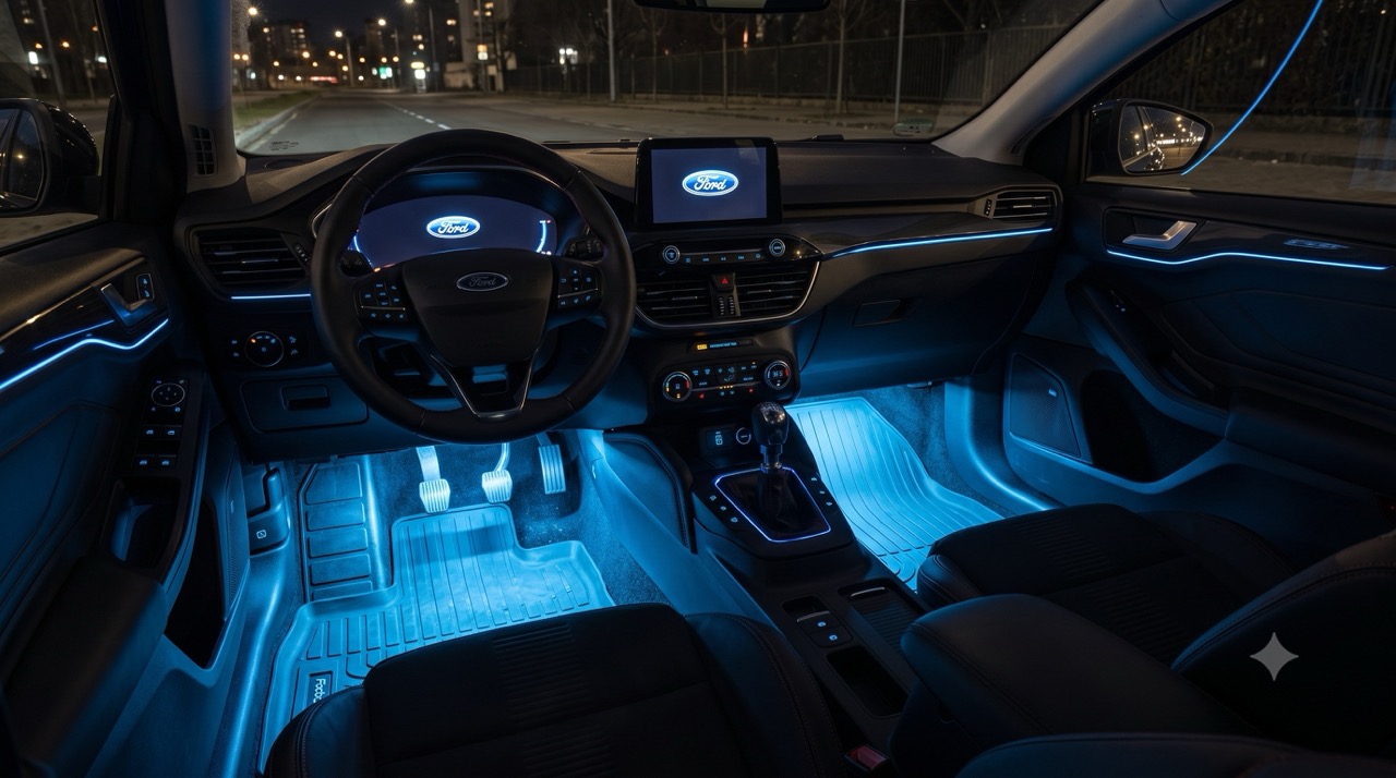 Ford Focus mit Ambientebeleuchtung im Fussraum
