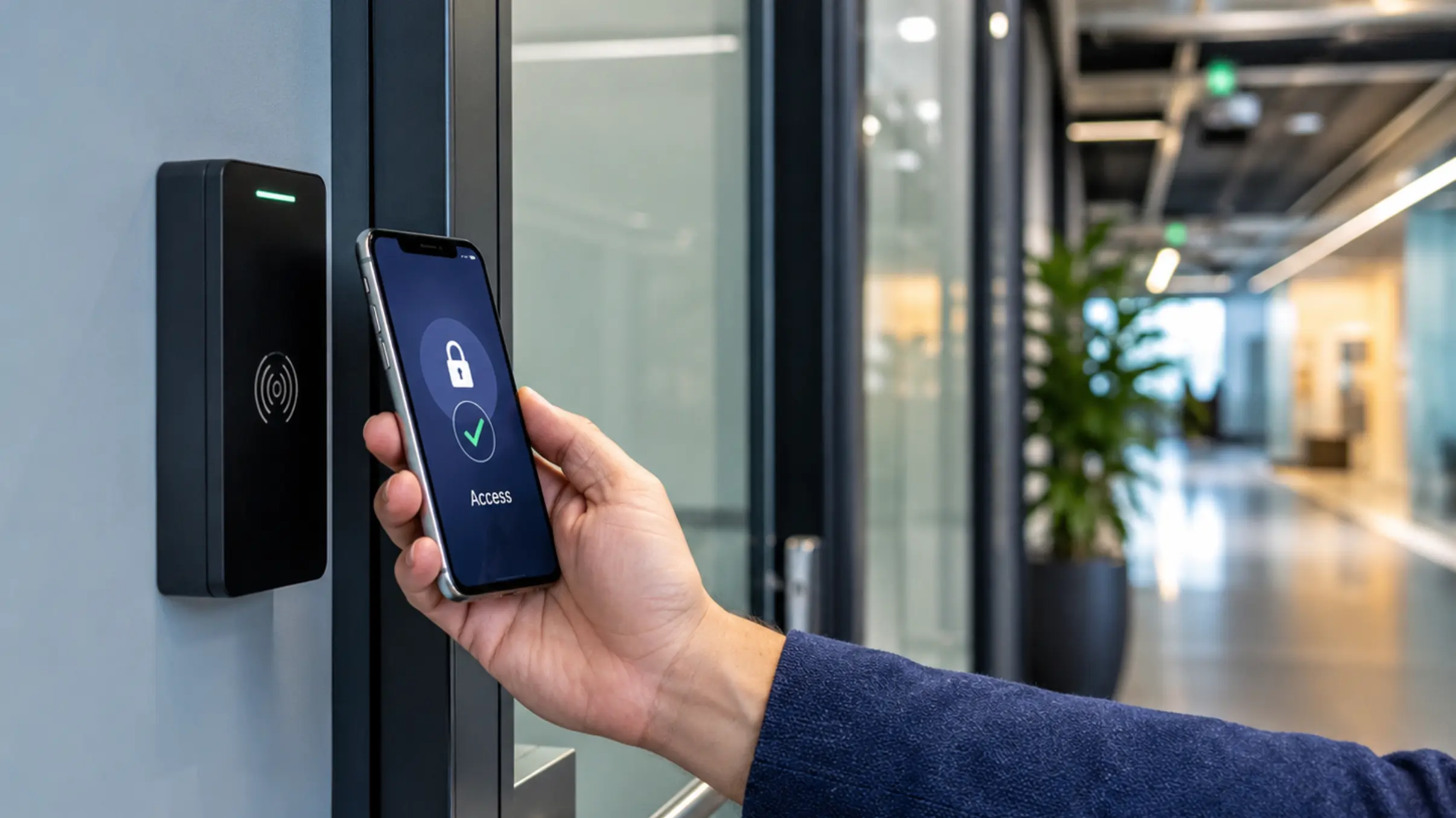 Beispielhaftes Aufschließen einer Tür via Smartphone.
