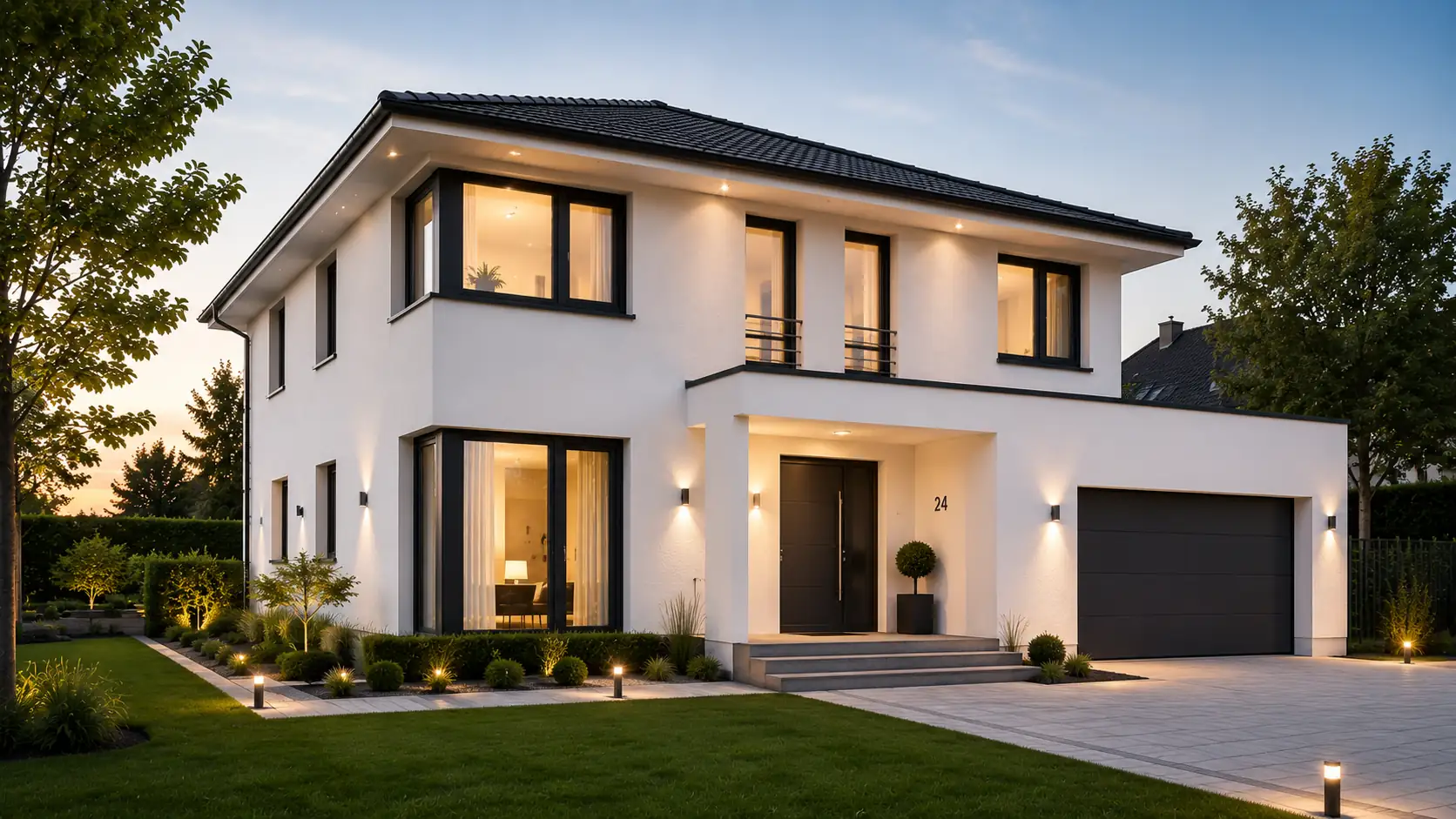 Modernisierte Fassade eines Einfamilienhauses