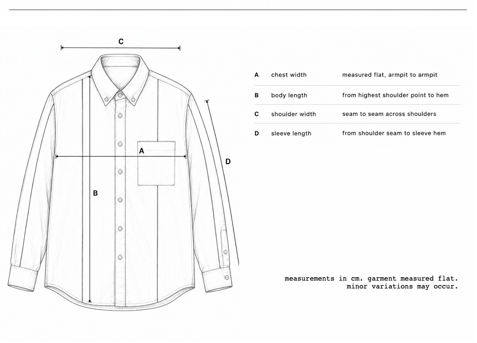quiet lines shirt garment measurements