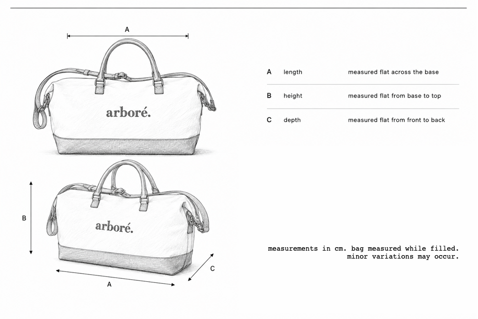 arboré. bowling bag measurement guide