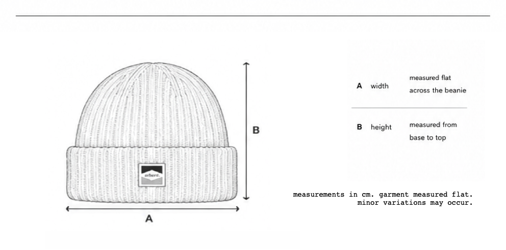 arboré. ember beanie garment measurements