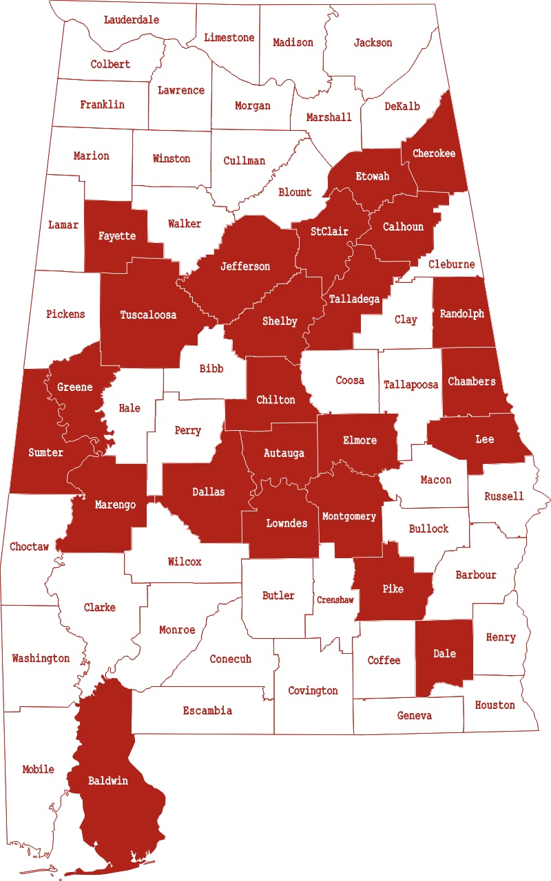 Civil engineering firm serving counties throughout Alabama
