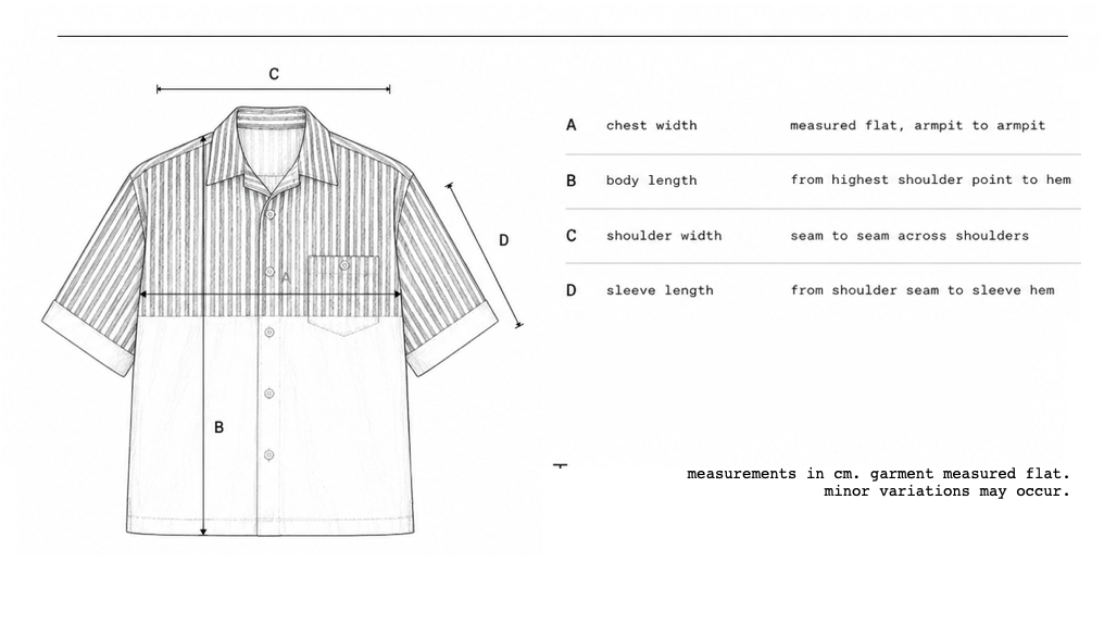striped short sleeve shirt garment measurements