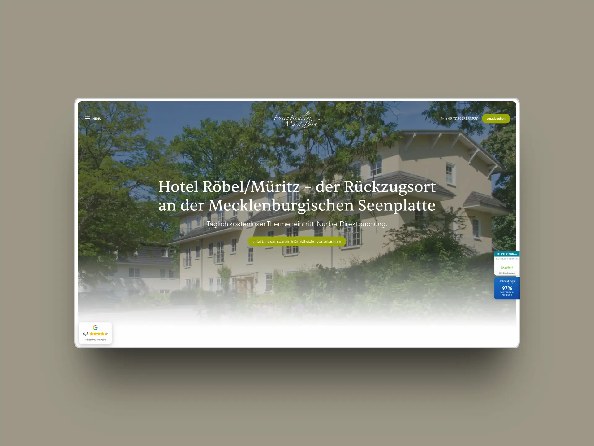 Website der FerienResidenz MüritzPark