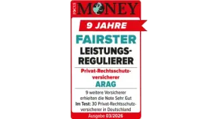 Focus Money: 9 Jahre fairster Leistungsregulierer, Privat-Rechtsschutzversicherer ARAG, Ausgabe 03/2026