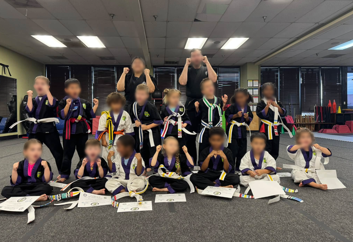 Lil’ Dragons celebrate their progress on test night.