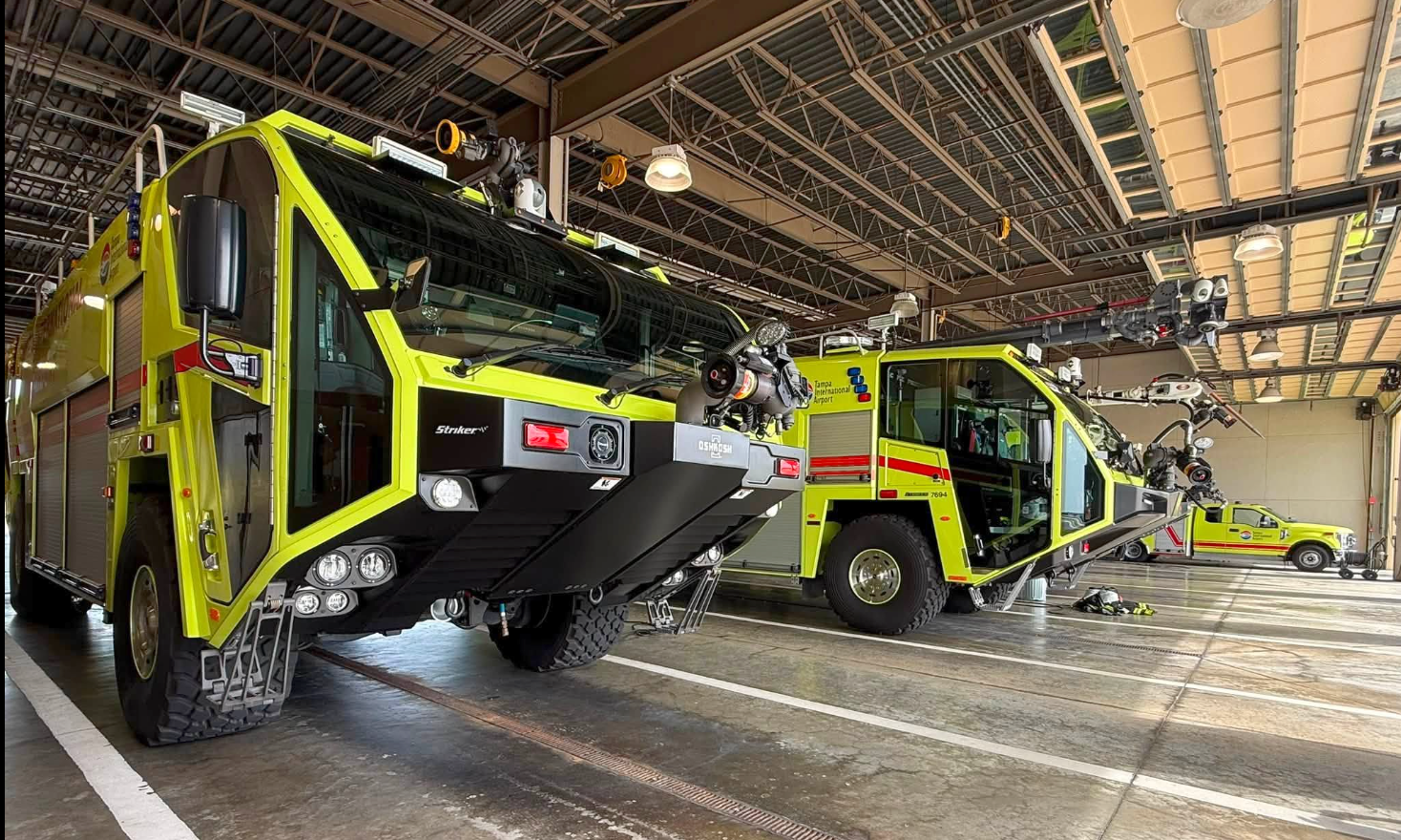 A closer look at the vehicles and equipment inside the fire station.