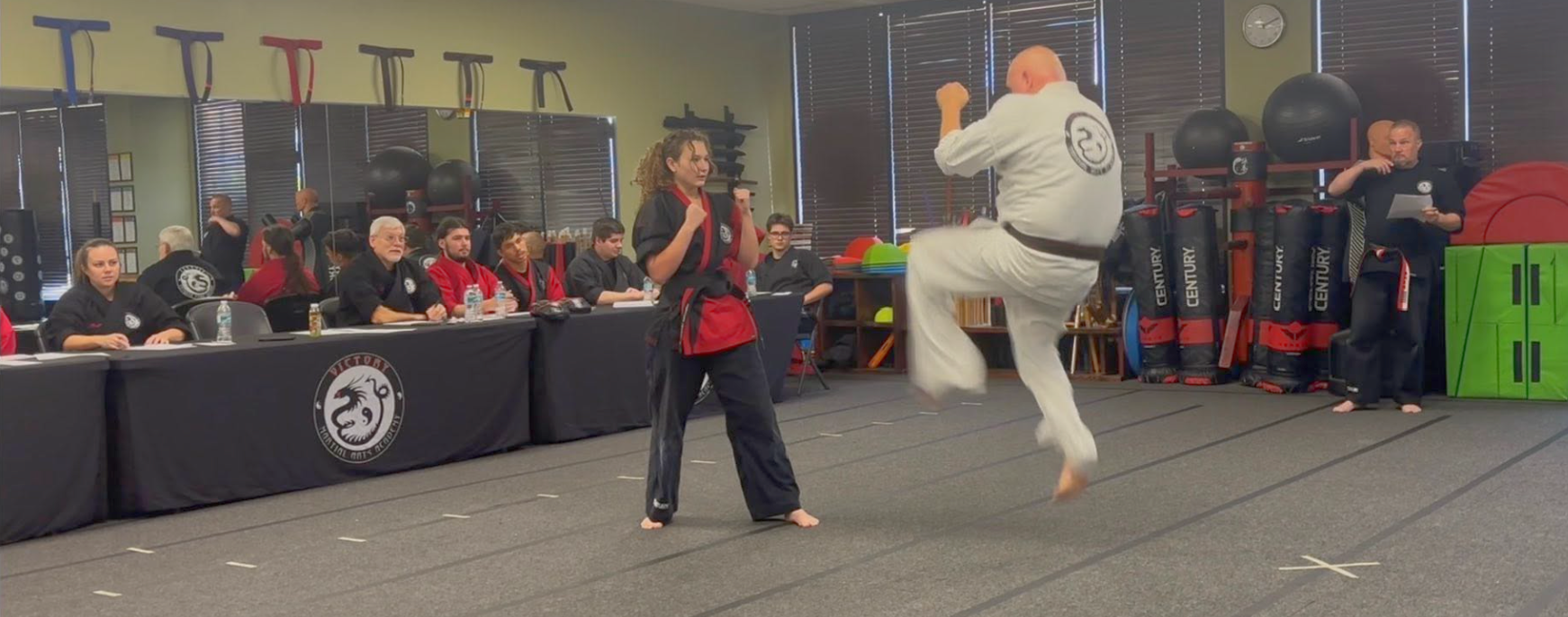 A moment from black belt testing at Victory.
