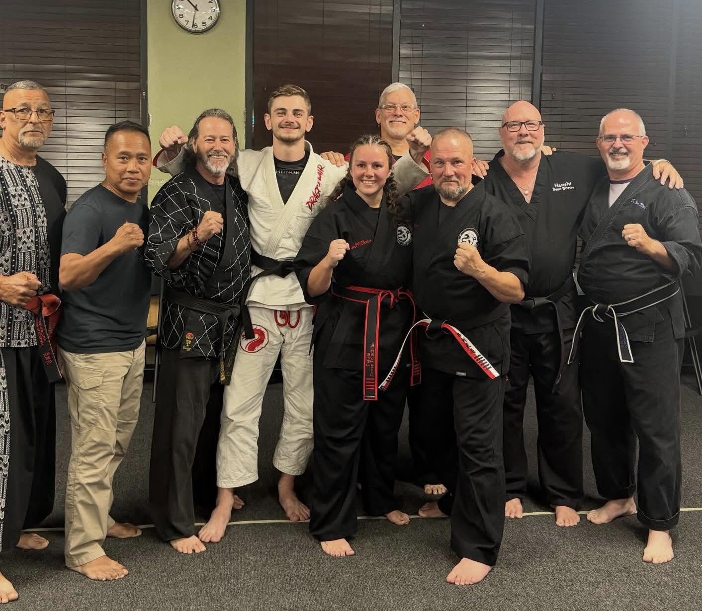 Kyoshi Phil gathers with grandmasters and fellow martial artists on test night.
