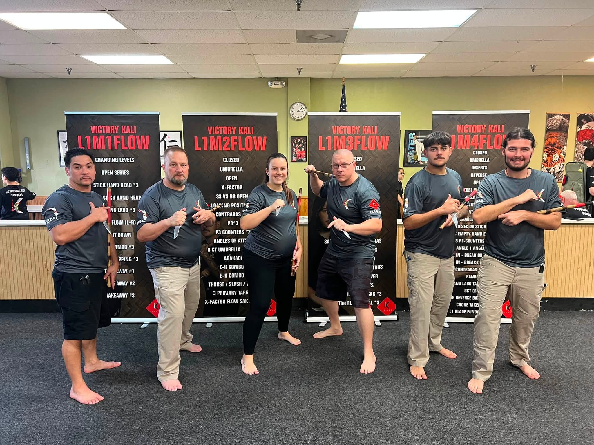 Victory instructors gather together during Kali training.