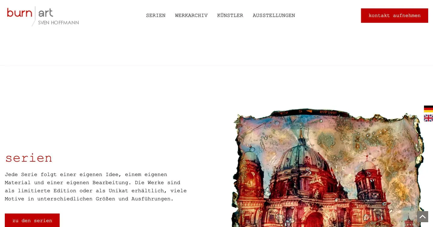 Abschnitt „Serien“ mit einem Werk des Berliner Doms