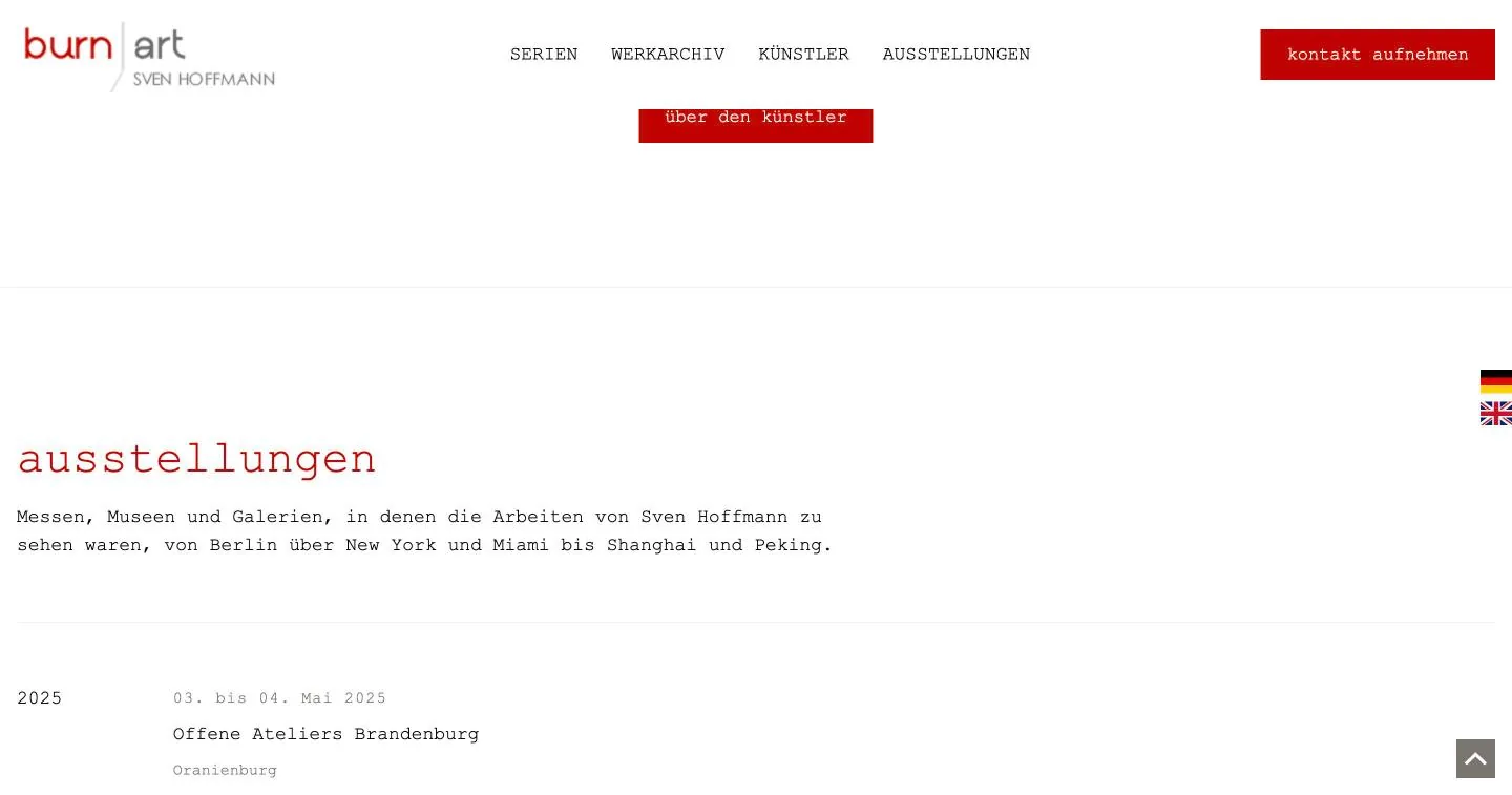 Liste der Ausstellungen von Sven Hoffmann