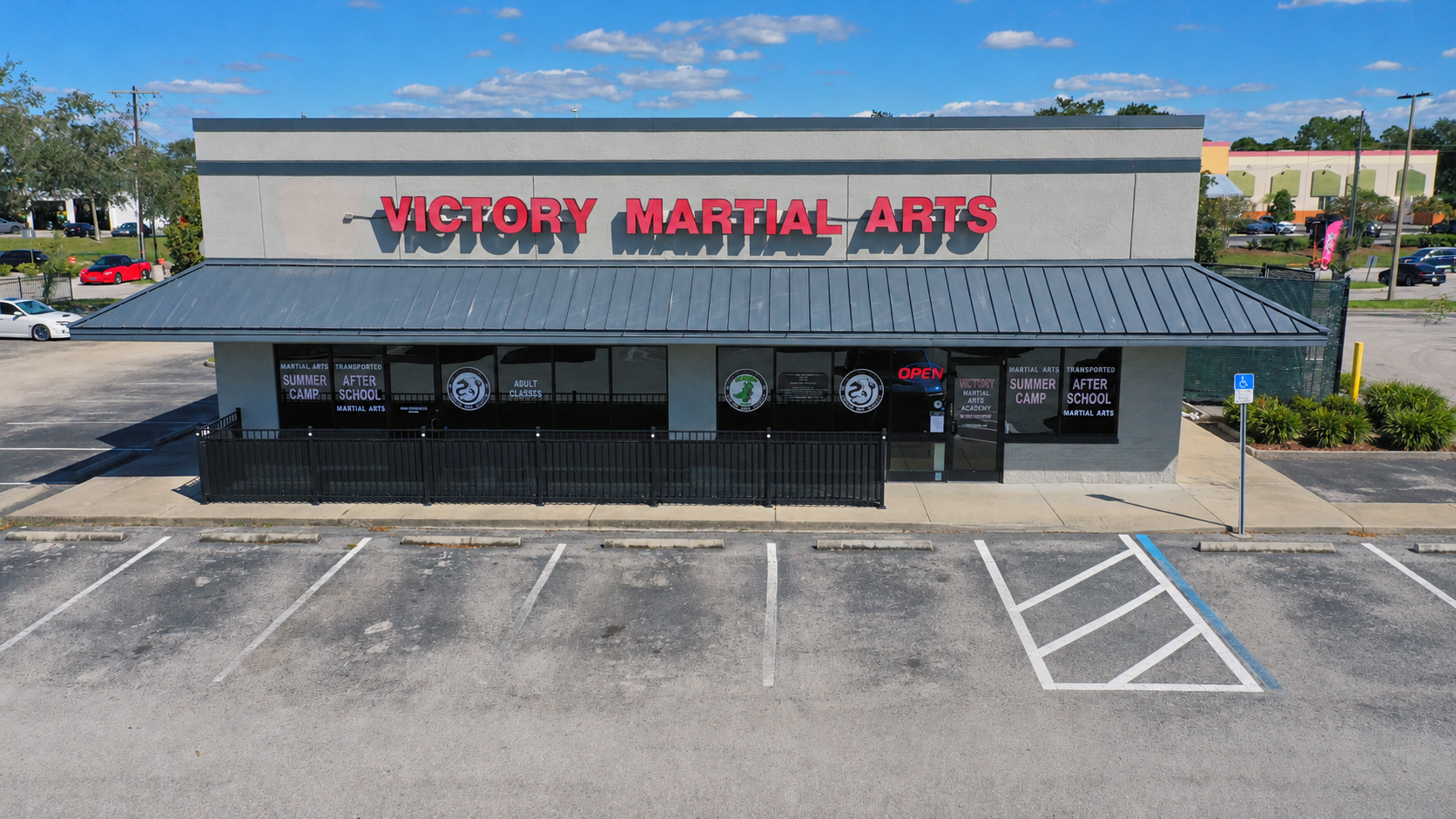 The Victory Martial Arts Academy storefront at Riverview / Big Bend, US 301.