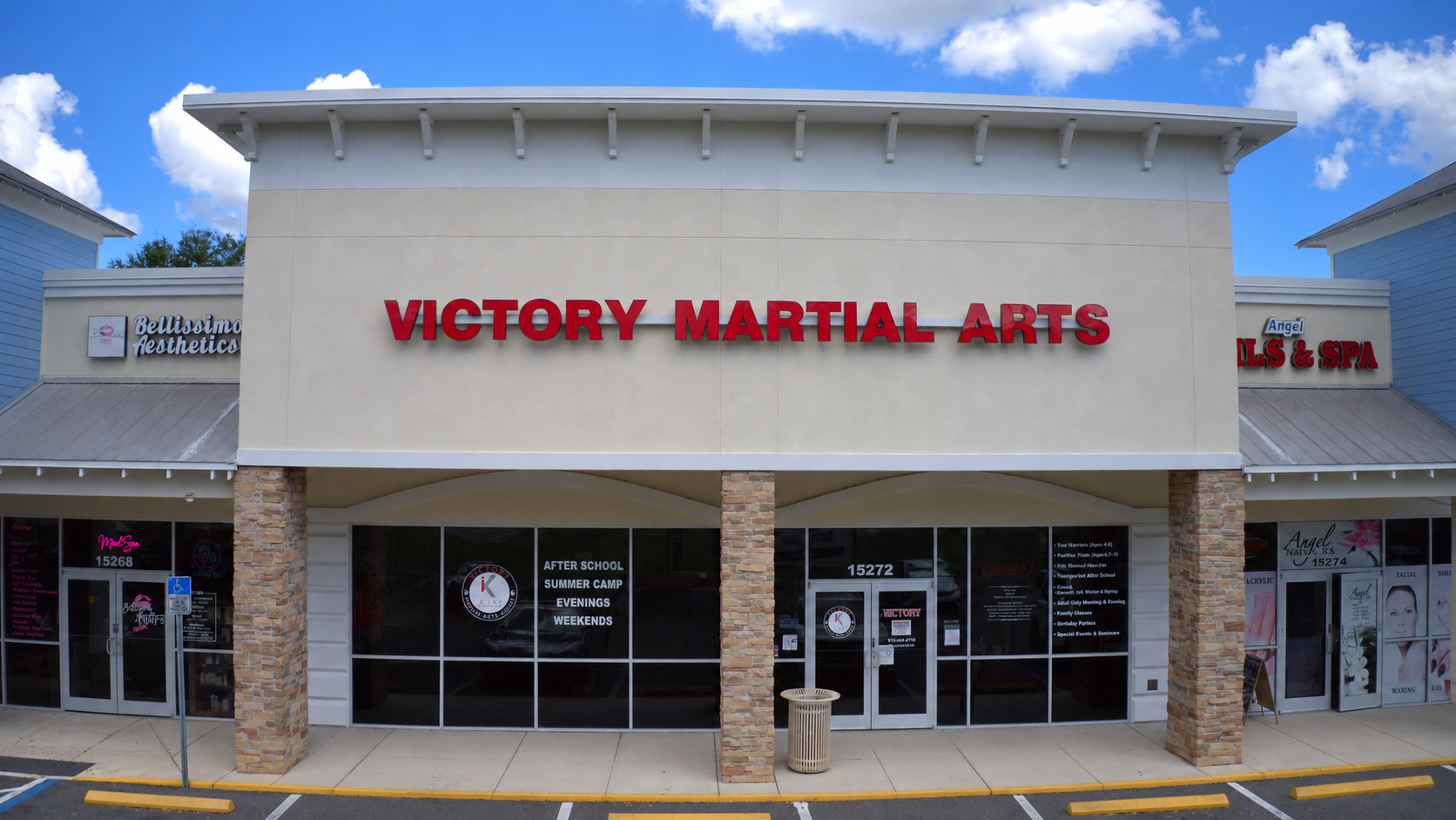 The Victory Martial Arts Academy storefront in FishHawk.