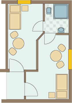 Einzelzimmer in Doppelappartements