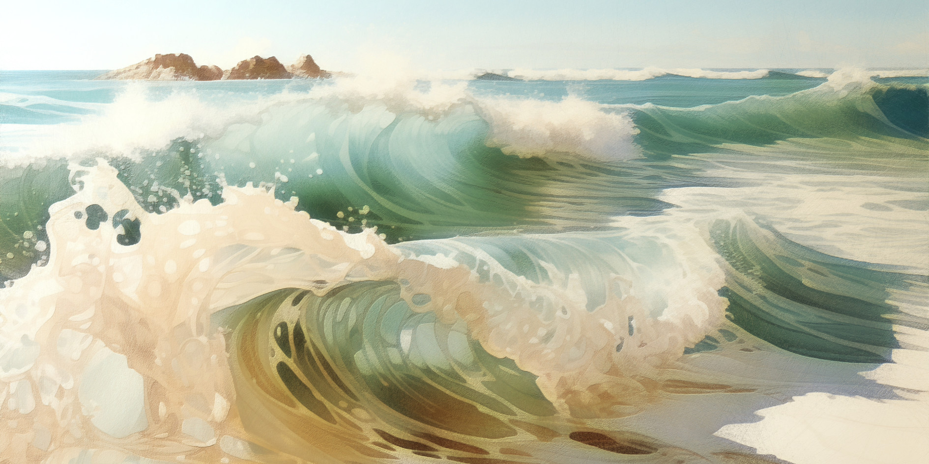 Crashing Waves on Sea Shore