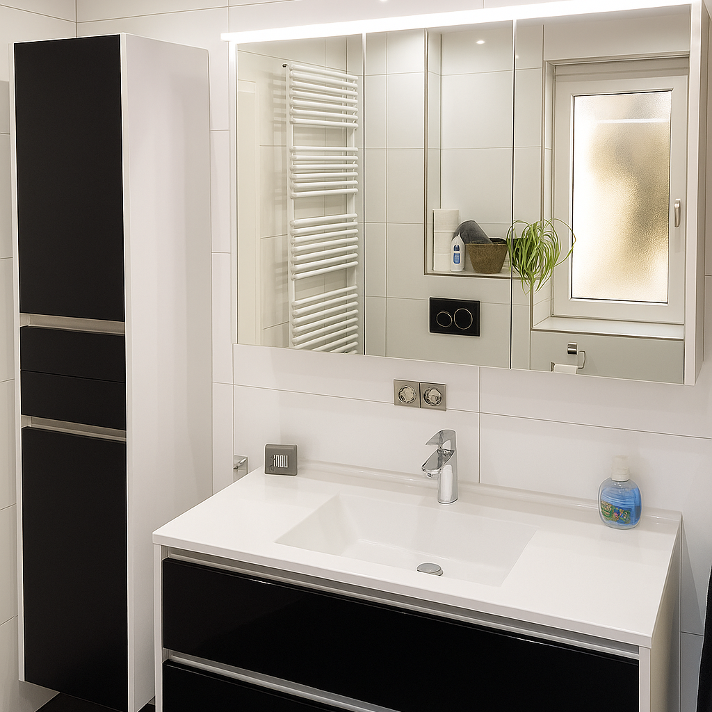 modernes Waschbecken schwarz weiss, SHT Haustechnik, Ditzingen